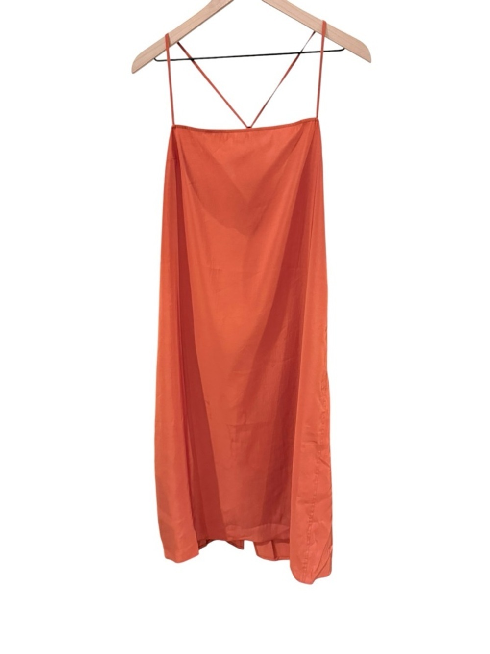 COS Slip Dress Orange Minimalist Midi Dress Size 12 Adjustable Straps